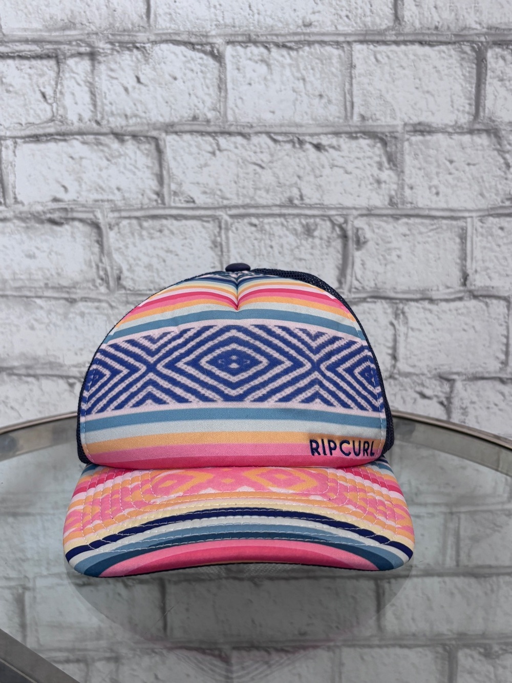 Rip Curl Women’s Pink Blue Yellow Patterned Trucker Hat